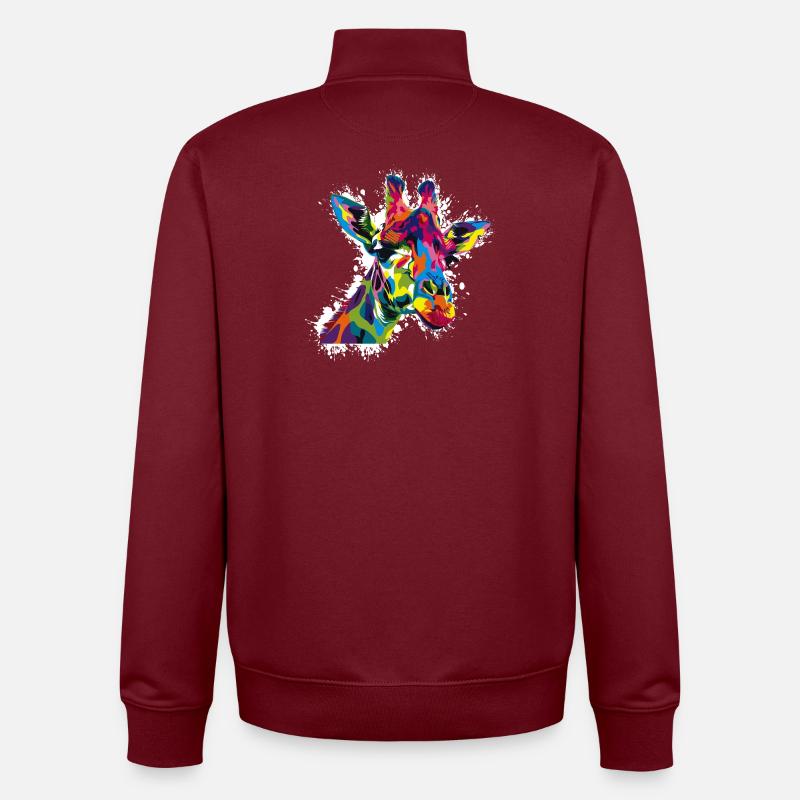 Farbige Giraffe Popart - Unisex Organic Zip Sweatshirt von Stanley/Stella - Burgunderrot