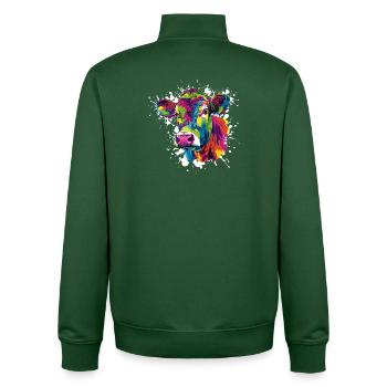 Explosion de couleurs Cow Pop Art - Sweat zippé unisexe en coton bio Stanley/Stella - vert bouteille - Dos - AI Model Male 185 dark (185cm)