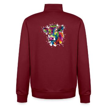 Cow Pop Art Color Explosion - Unisex Organic Zip Sweatshirt by Stanley/Stella - burgundy - Back - AI Model Male 185 dark (185cm)
