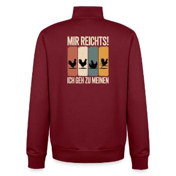 I've had enough - I'm going to my chickens - Unisex Organic Zip Sweatshirt by Stanley/Stella - burgundy - Back - AI Model Male 185 dark (185cm)