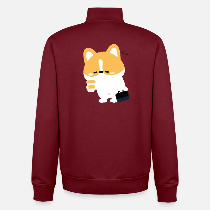 Café Corgi Fatigué - Sweat zippé unisexe en coton bio Stanley/Stella - bordeaux