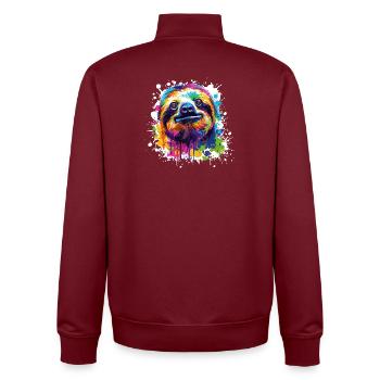 Color Explosion Sloth Sloth - Unisex Organic Zip Sweatshirt by Stanley/Stella - burgundy - Back - AI Model Male 185 dark (185cm)