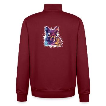 Contraste de couleur Écureuil PopArt - Sweat zippé unisexe en coton bio Stanley/Stella - bordeaux - Dos - AI Model Male 185 dark (185cm)