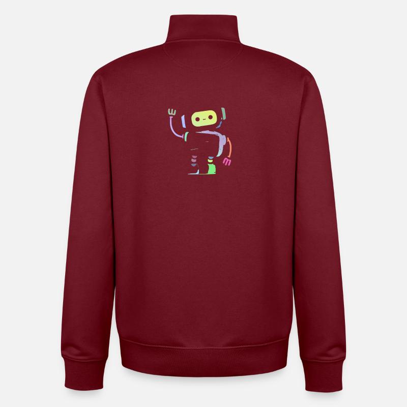 Robot pastel amusant - Sweat zippé unisexe en coton bio Stanley/Stella - bordeaux
