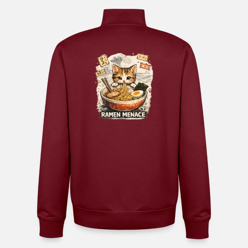 Ramen Katze - Unisex Organic Zip Sweatshirt von Stanley/Stella - Burgunderrot