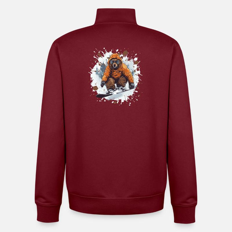 Bär Snowboard - Unisex Organic Zip Sweatshirt von Stanley/Stella - Burgunderrot