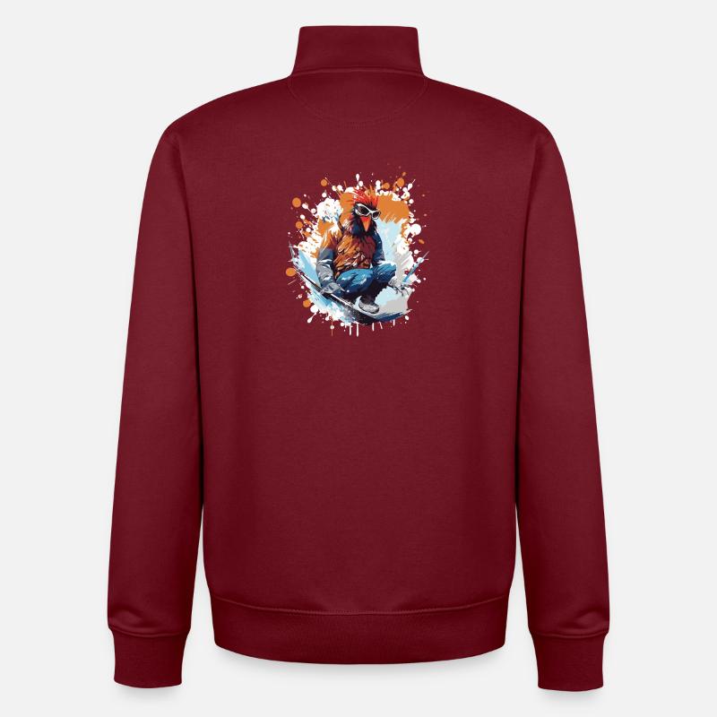 Hahn Snowboard - Unisex Organic Zip Sweatshirt von Stanley/Stella - Burgunderrot