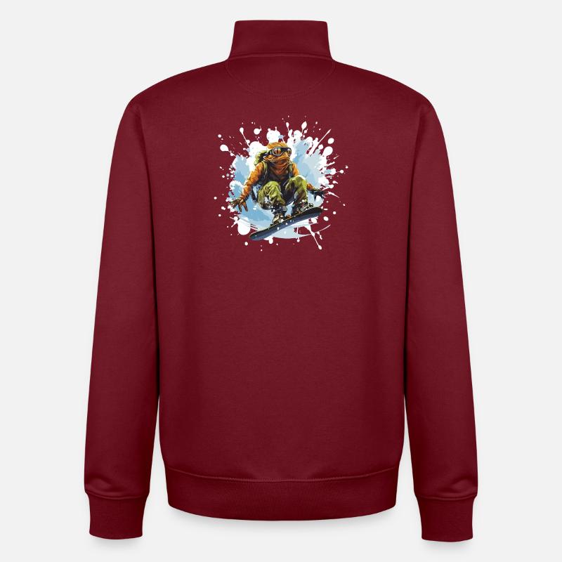 Frosch Snowboard - Unisex Organic Zip Sweatshirt von Stanley/Stella - Burgunderrot