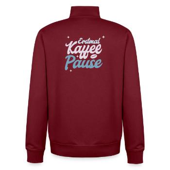 Erstmal Kaffee Pause - Unisex Organic Zip Sweatshirt von Stanley/Stella - Burgunderrot - Hinten - AI Model Male 185 dark (185cm)