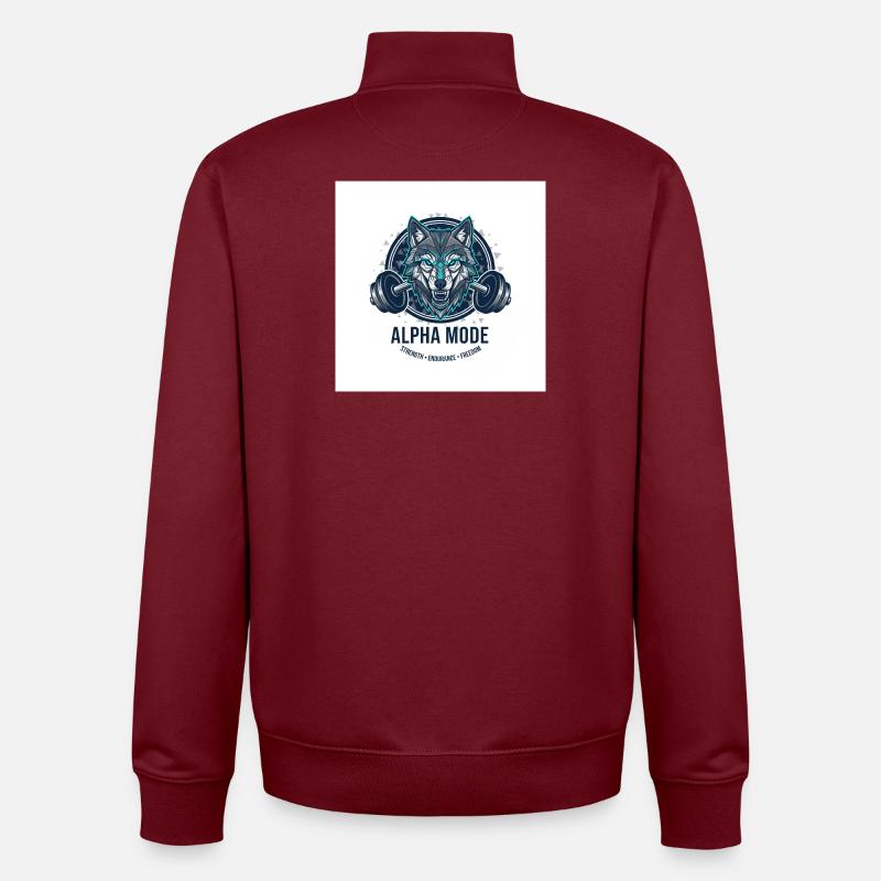 ALPHA_MODE_WOLF - Unisex Organic Zip Sweatshirt by Stanley/Stella - burgundy