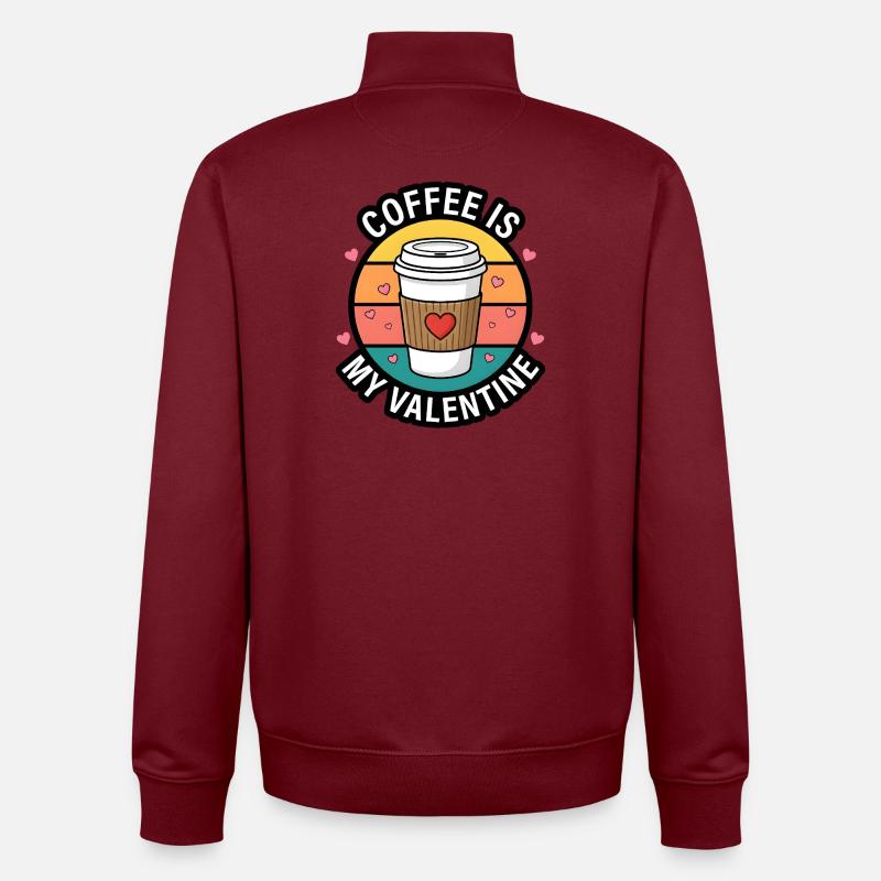 Le café est ma Saint-Valentin - Sweat zippé unisexe en coton bio Stanley/Stella - bordeaux