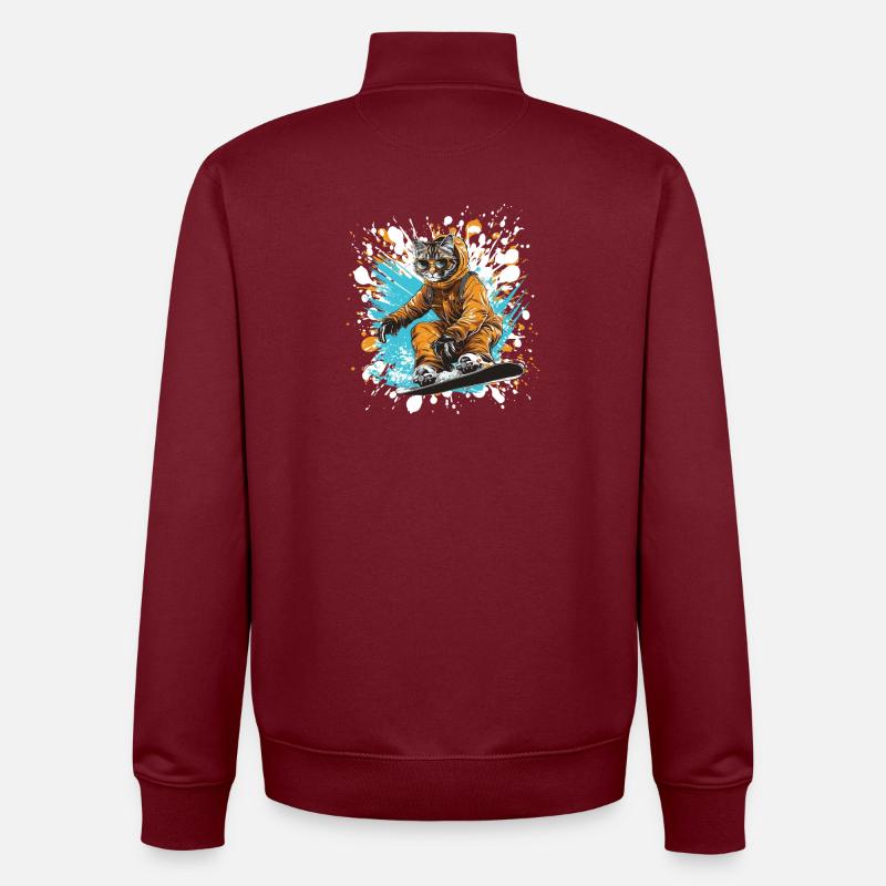 Planche à neige pour chat - Sweat zippé unisexe en coton bio Stanley/Stella - bordeaux