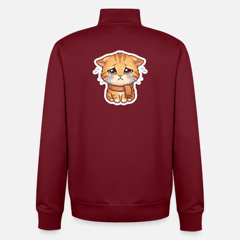 Chaton qui pleure avec une écharpe - Sweat zippé unisexe en coton bio Stanley/Stella - bordeaux
