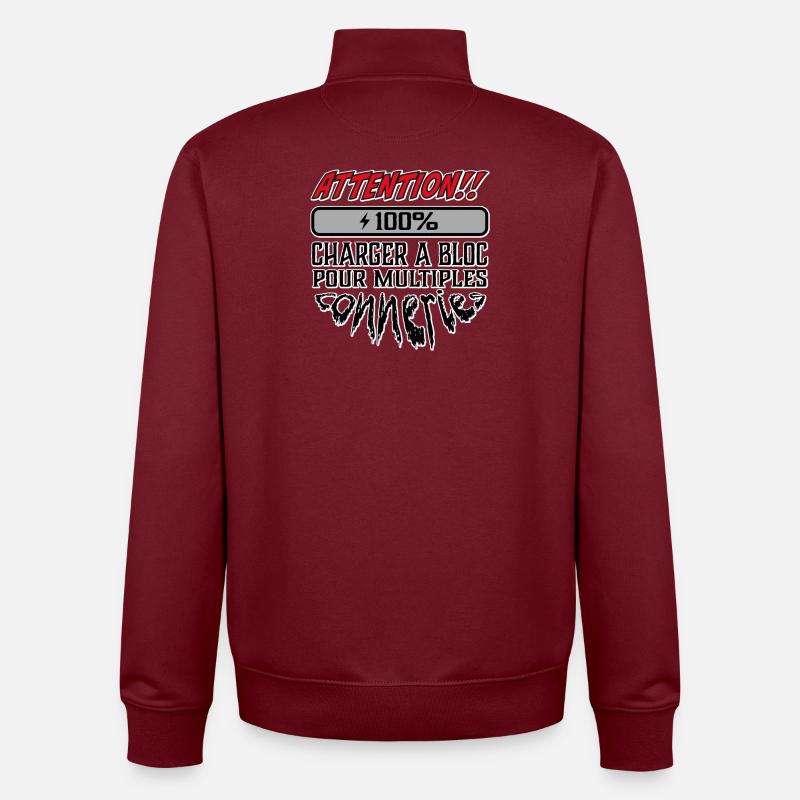 Attention 100% fully loaded - Unisex Organic Zip Sweatshirt by Stanley/Stella - burgundy