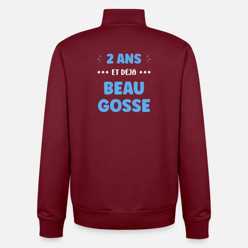 Deux ans Déjà Beau Gosse - Sweat zippé unisexe en coton bio Stanley/Stella - bordeaux