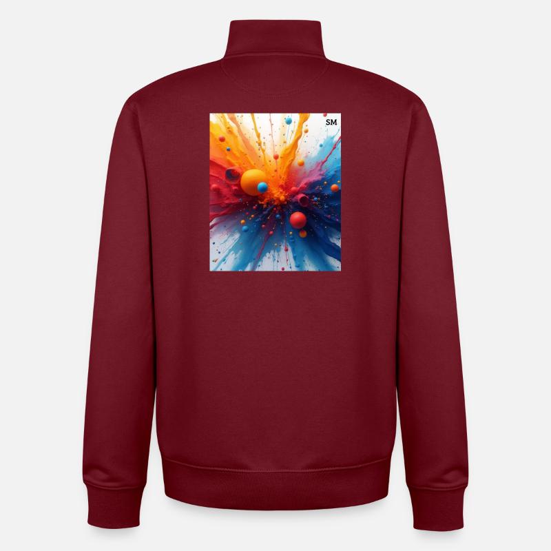 Abstrakte Farbexplosion - Unisex Organic Zip Sweatshirt von Stanley/Stella - Burgunderrot
