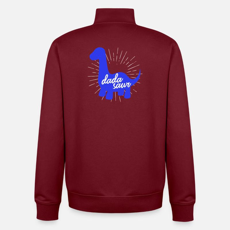 Daddysaurus Rex lustiges Dinosaurier-Slogan-Design - Unisex Organic Zip Sweatshirt von Stanley/Stella - Burgunderrot