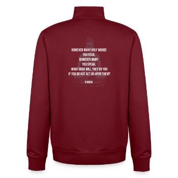 Buddha-Zitat: Handle nach Weisheit - Unisex Organic Zip Sweatshirt von Stanley/Stella - Burgunderrot - Hinten - AI Model Male 185 dark (185cm)