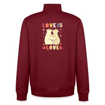 Love is Love: Vintage Bears Pride Design - Unisex Organic Zip Sweatshirt by Stanley/Stella - burgundy - Back - AI Model Male 185 dark (185cm)