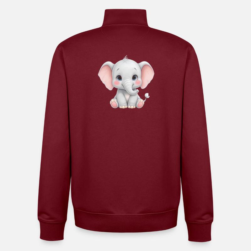 Dessin animé câlin bébé éléphant - Sweat zippé unisexe en coton bio Stanley/Stella - bordeaux