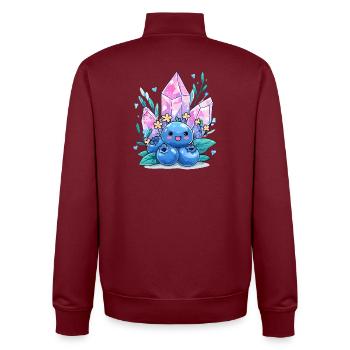 Kawaii Crystal Berry with Gemstone Flowers - Unisex Organic Zip Sweatshirt by Stanley/Stella - burgundy - Back - AI Model Male 185 dark (185cm)