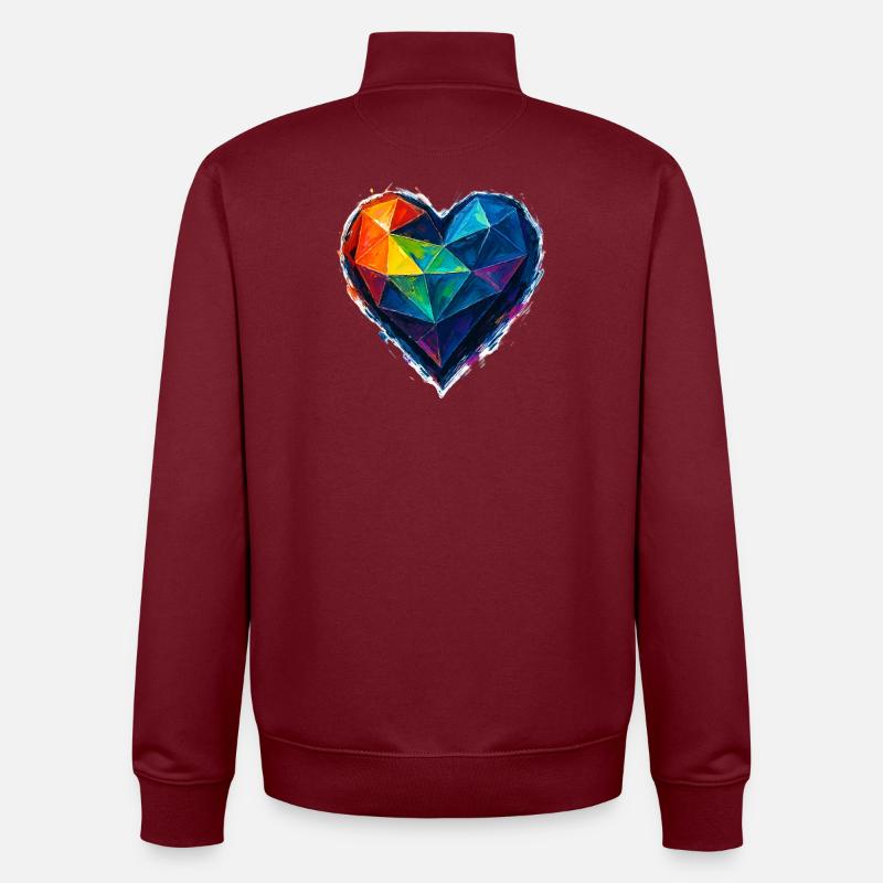 Amour - Cœur - Saint Valentin - Mariage - Sweat zippé unisexe en coton bio Stanley/Stella - bordeaux