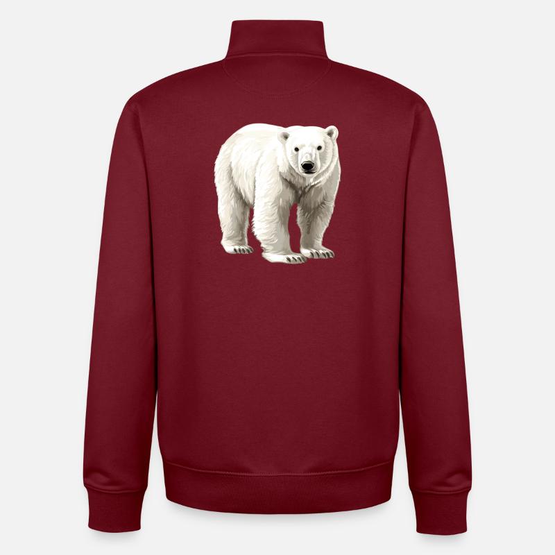 White polar bear illustration - Unisex Organic Zip Sweatshirt by Stanley/Stella - burgundy