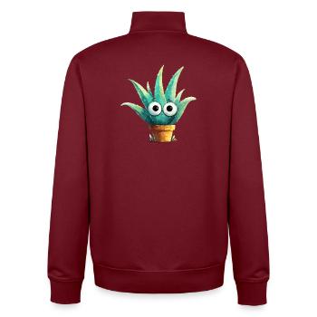 Cheerful aloe with glasses - Unisex Organic Zip Sweatshirt by Stanley/Stella - burgundy - Back - AI Model Male 185 dark (185cm)