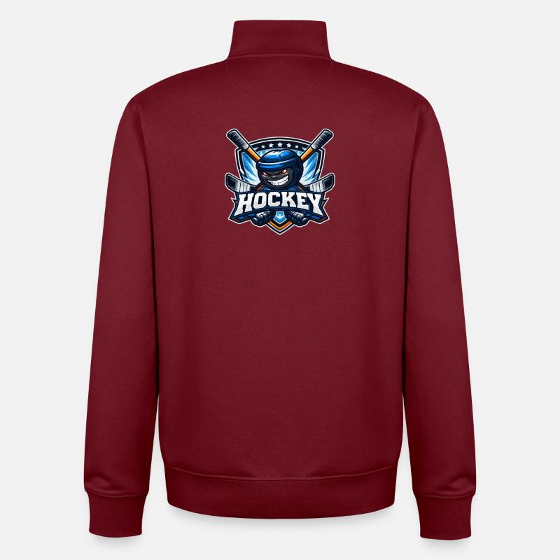 Mascotte de hockey avec des bâtons - Sweat zippé unisexe en coton bio Stanley/Stella - bordeaux