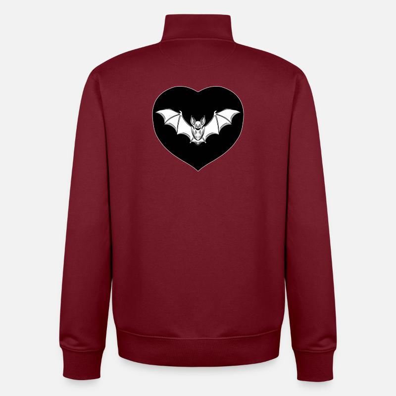 Silhouette de Cœur de Chauve-souris - Sweat zippé unisexe en coton bio Stanley/Stella - bordeaux