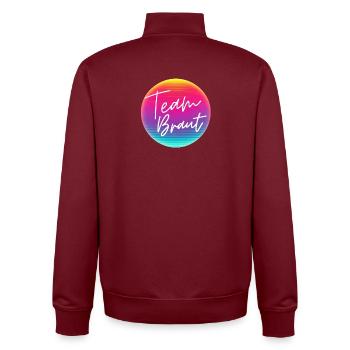 Team Braut! Cool  Neon Kreis Personalisierbar - Unisex Organic Zip Sweatshirt von Stanley/Stella - Burgunderrot - Hinten - AI Model Male 185 dark (185cm)
