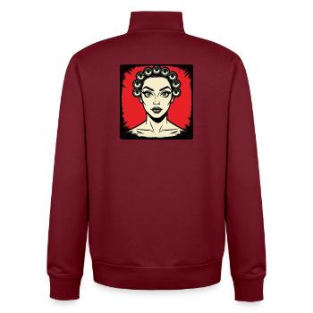 ICH SEHE DICH – nette Leute - Unisex Organic Zip Sweatshirt von Stanley/Stella - Burgunderrot - Hinten - AI Model Male 185 dark (185cm)