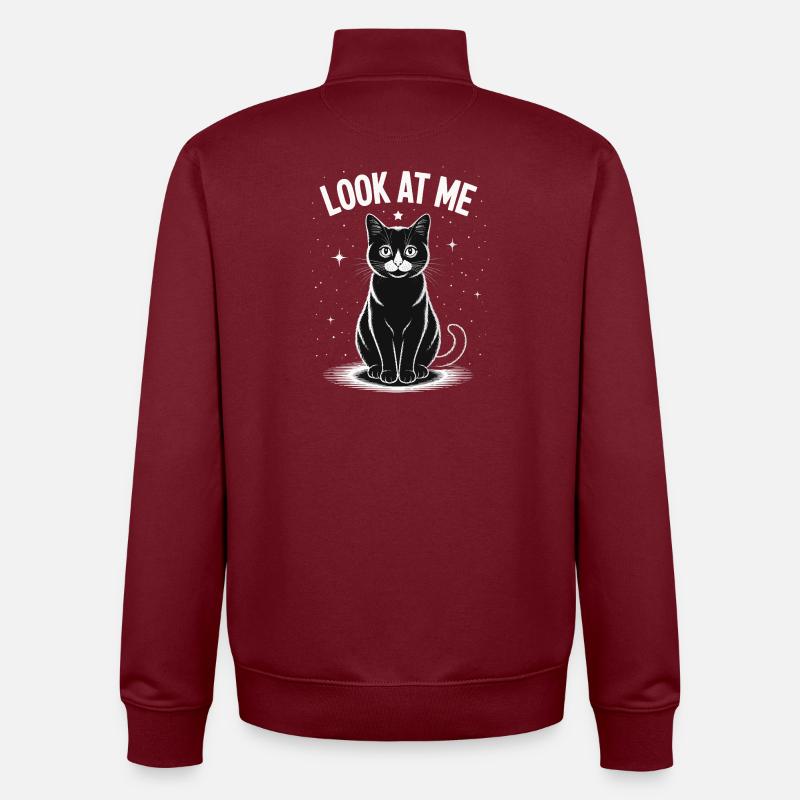 Regarde-moi - Ciel étoilé de chat - Sweat zippé unisexe en coton bio Stanley/Stella - bordeaux