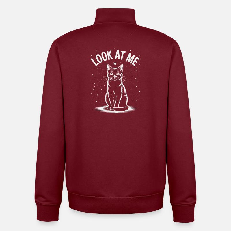 Regarde-moi - Ciel étoilé de chat - Sweat zippé unisexe en coton bio Stanley/Stella - bordeaux
