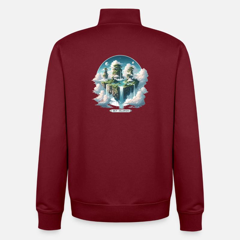 Sky Islands Himmelsinseln Schwebend - Unisex Organic Zip Sweatshirt von Stanley/Stella - Burgunderrot