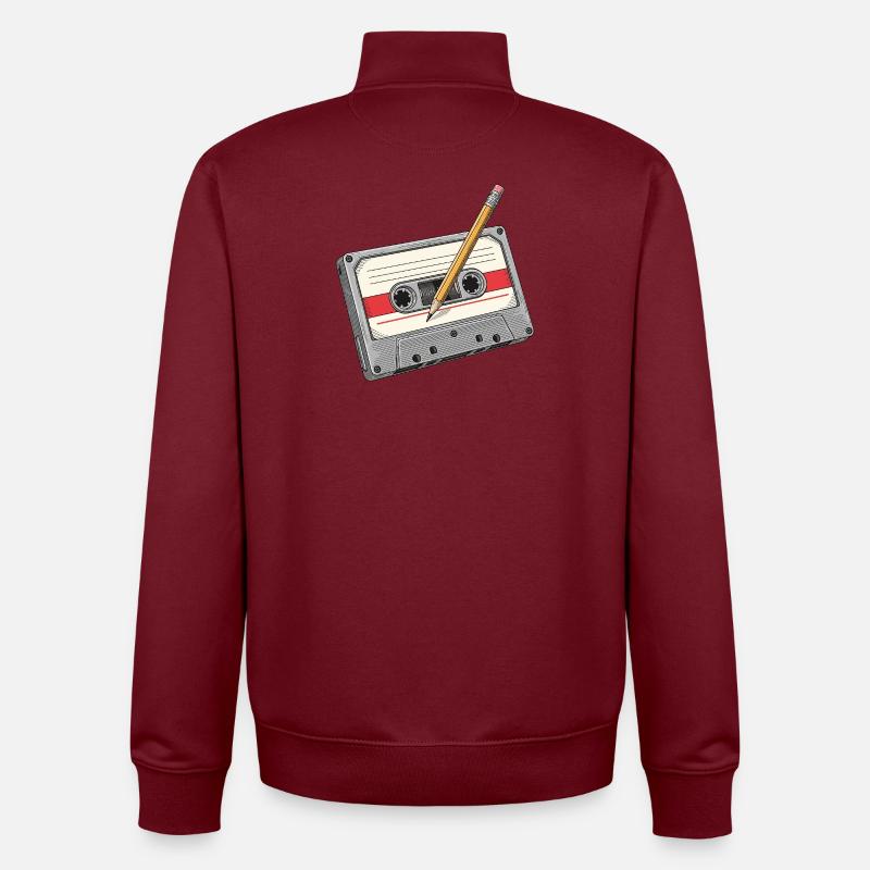 Cassette analogique avec crayon - Sweat zippé unisexe en coton bio Stanley/Stella - bordeaux