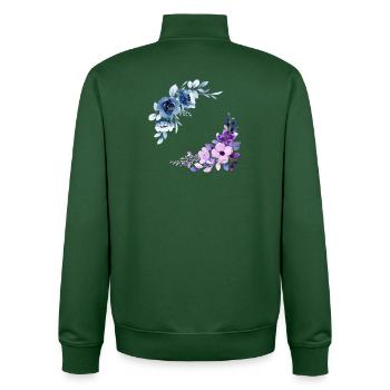 2 bouquets florales  - Sweat zippé unisexe en coton bio Stanley/Stella - vert bouteille - Dos - AI Model Male 185 dark (185cm)