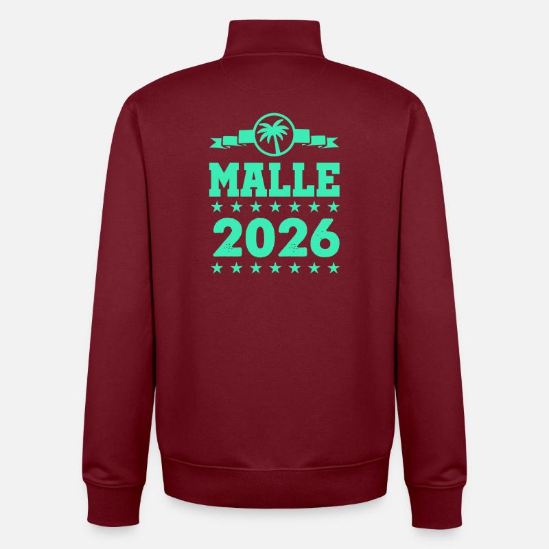 Flair de palmiers Majorque 2026 - Sweat zippé unisexe en coton bio Stanley/Stella - bordeaux