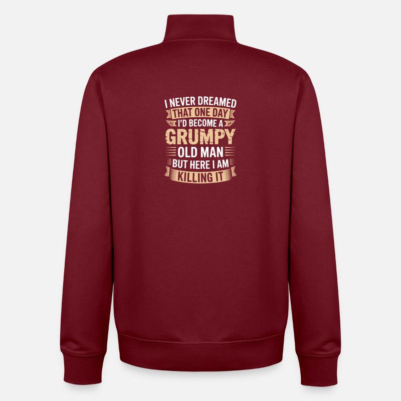 Grumpy Old Man Killing It - Unisex Organic Zip Sweatshirt by Stanley/Stella - burgundy