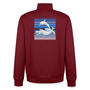 Dauphins - Sweat zippé unisexe en coton bio Stanley/Stella - bordeaux - Dos - AI Model Male 185 dark (185cm)