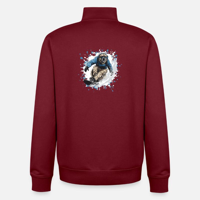 Kangal Hund Snowboard - Unisex Organic Zip Sweatshirt von Stanley/Stella - Burgunderrot