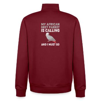 Parrot Gray Gray Parrot - Unisex Organic Zip Sweatshirt by Stanley/Stella - burgundy - Back - AI Model Male 185 dark (185cm)