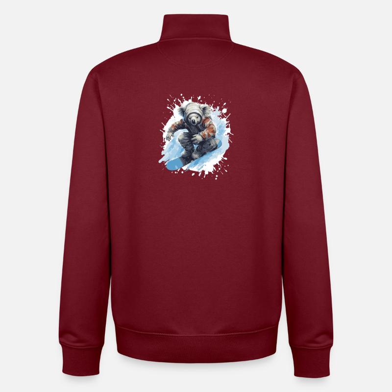 Koala Snowboard - Sweat zippé unisexe en coton bio Stanley/Stella - bordeaux