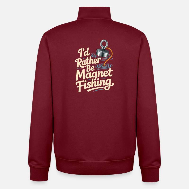 I'd rather magnet fish - Unisex Organic Zip Sweatshirt by Stanley/Stella - burgundy