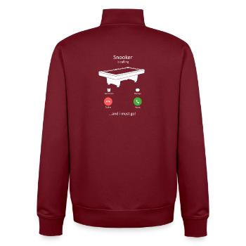 Snooker ruft - Unisex Organic Zip Sweatshirt von Stanley/Stella - Burgunderrot - Hinten - AI Model Male 185 dark (185cm)