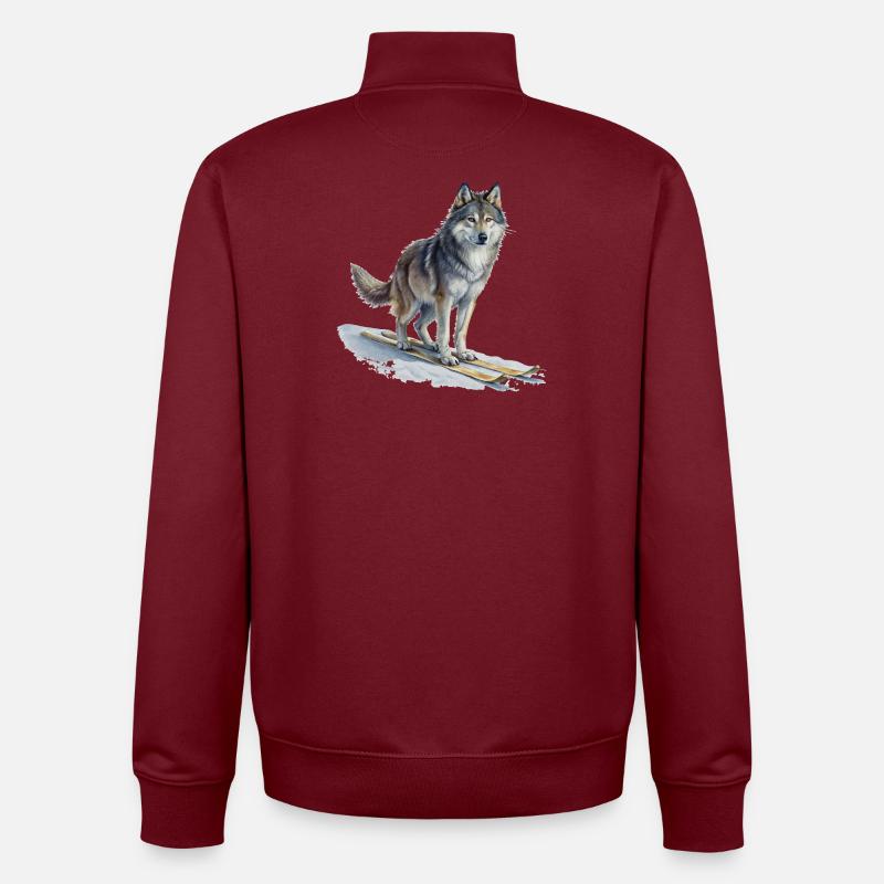 Chien de ski de fond - Sweat zippé unisexe en coton bio Stanley/Stella - bordeaux