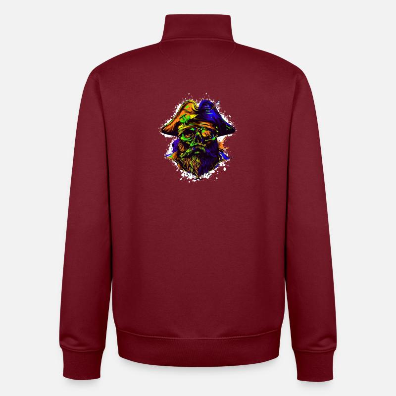 Capitaine du Crâne de Pirate - Sweat zippé unisexe en coton bio Stanley/Stella - bordeaux