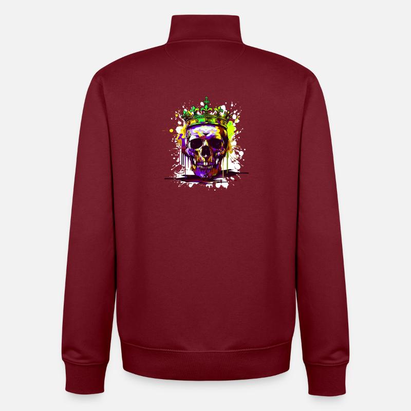 Couronne de crâne de roi - Sweat zippé unisexe en coton bio Stanley/Stella - bordeaux