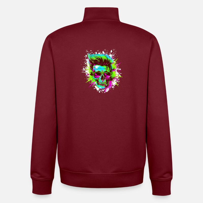 Techno Totenkopf Party - Unisex Organic Zip Sweatshirt von Stanley/Stella - Burgunderrot
