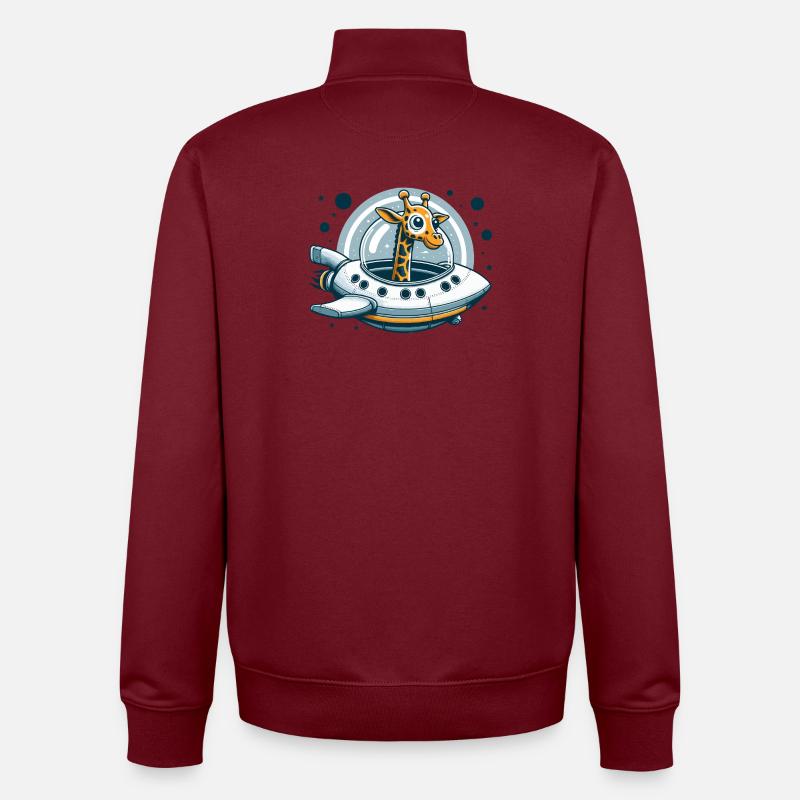 Aventure spatiale de girafe - Sweat zippé unisexe en coton bio Stanley/Stella - bordeaux